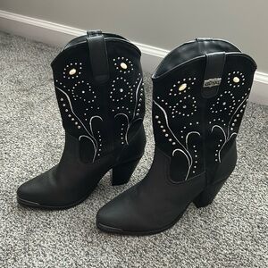 Black studded cowboy boots